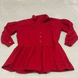 Vibrant Red Button-Up Dress